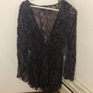 Velvet long sleeve romper